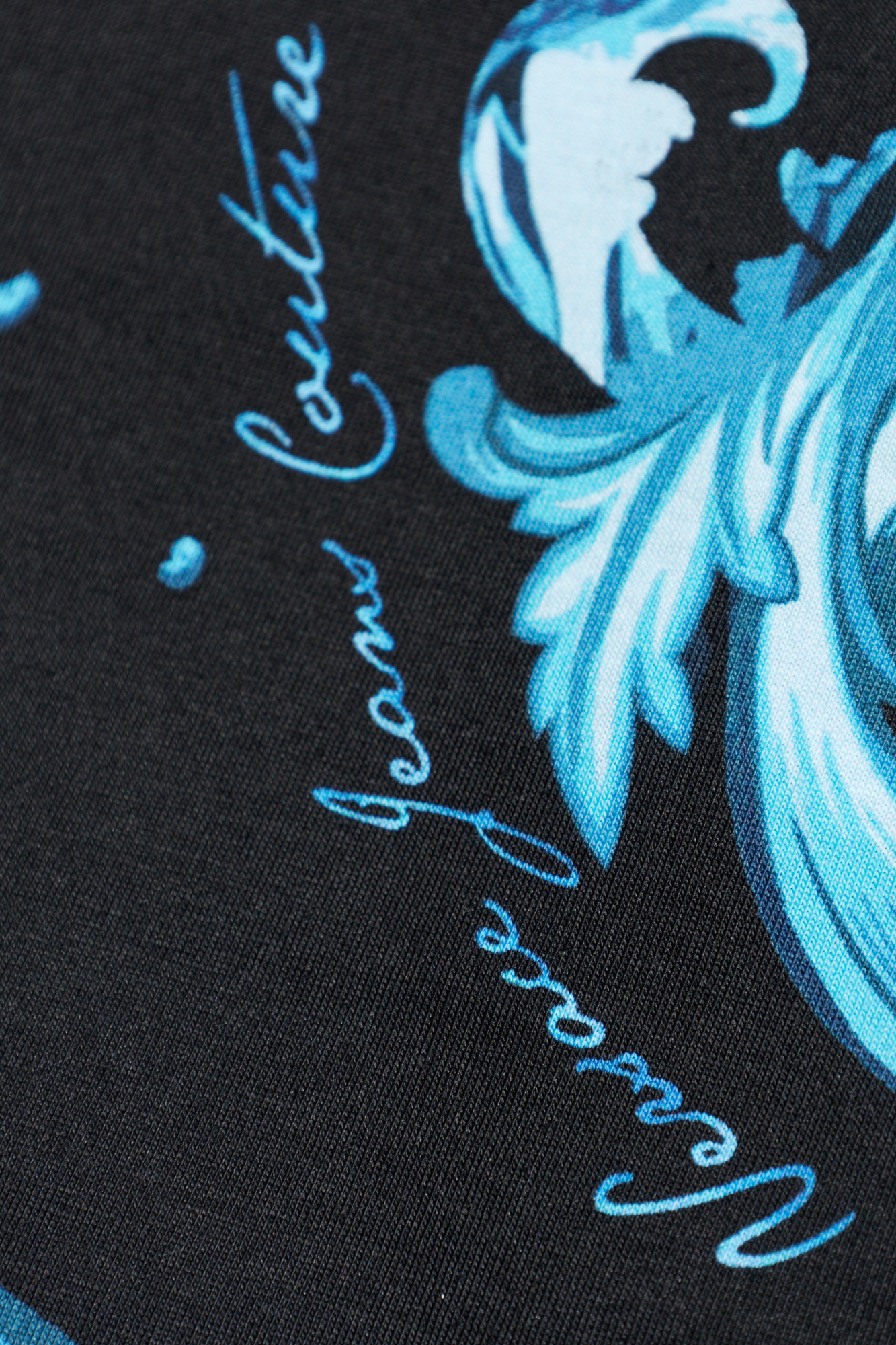 Blue T-shirt with 'barocco' print Versace Jeans Couture - Vitkac
